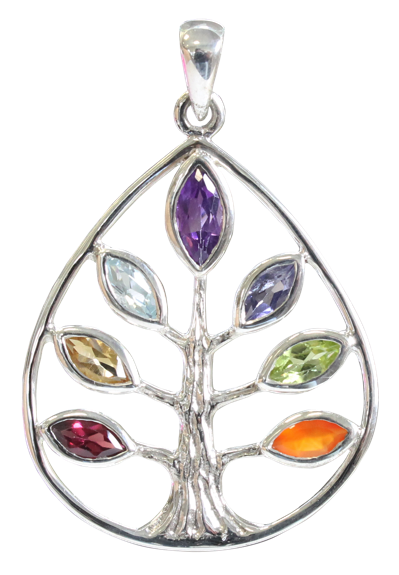 Pendentif Pierres des Chakras Argent 925 Arbre
