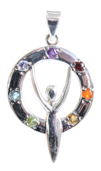 Pendentif Pierres des Chakras Argent 925 Déesse