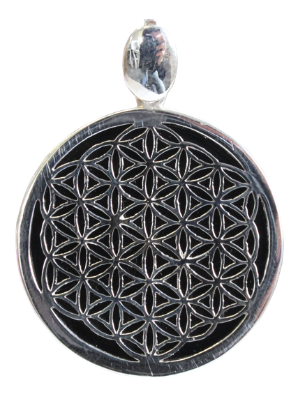 Pendentif Onyx noir Argent 925 Fleur de vie