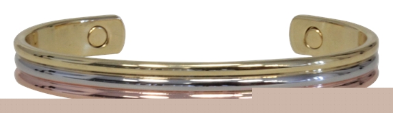 Bracelet cuivre avec Aimants Jonc arrondi 3 métaux