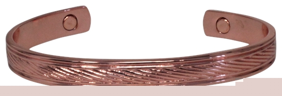 Bracelet cuivre avec Aimants Jonc plat strié