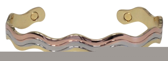 Bracelet cuivre avec Aimants Forme vagues 3 métaux