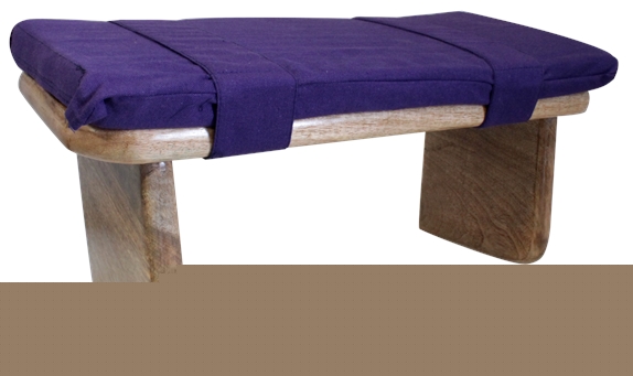 Banc de Méditation en Bois avec Coussin Violet