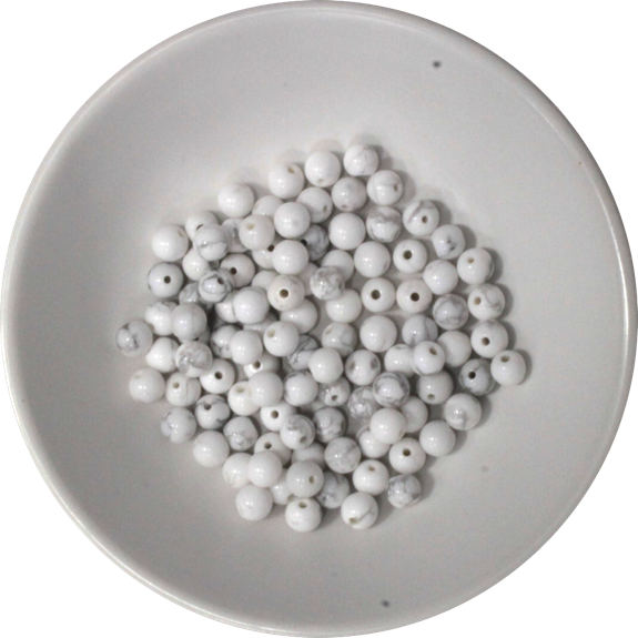 Perles Howlite Blanche 4 mm - Sachet de 100 perles
