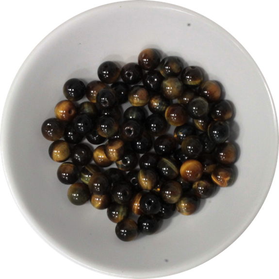 [3660341593530] Perles mix Oeil de Tigre et  Oeil de Faucon 6 mm - Sachet de 66 perles