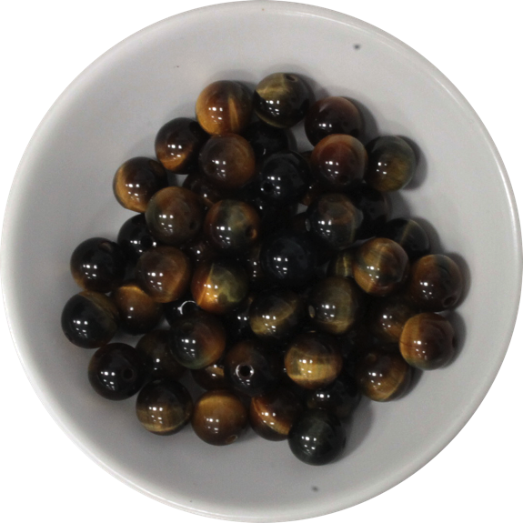 Perles mix Oeil de Tigre et  Oeil de Faucon 8 mm - Sachet de 50 perles