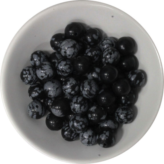 [3660341593578] Perles Obsidienne Mouchetée 8 mm - Sachet de 50 perles
