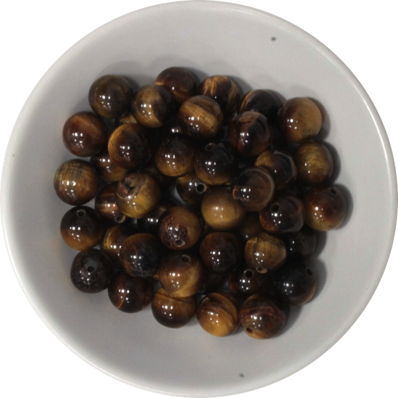 Perles Oeil de Tigre 8 mm - Sachet de 50 perles