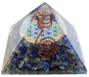 Pyramide Orgonite Lapis Lazuli avec symbole Fleur de Vie