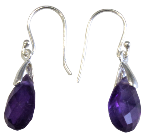 Boucles d'oreilles Améthyste Argent 925 Facettées