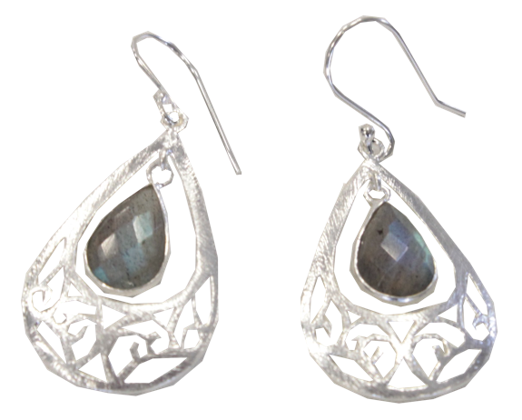 [3660341603277] Boucles d'oreilles Labradorite Argent 925 brossé