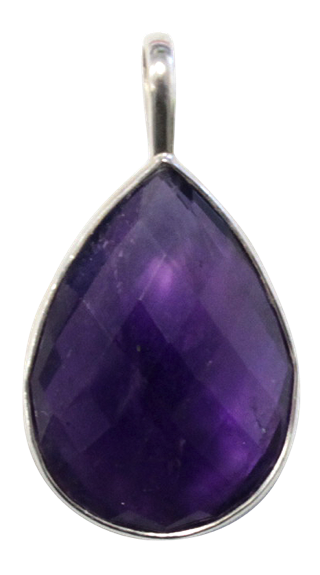 Pendentif Améthyste Forme ovale Pierre facettée sertie