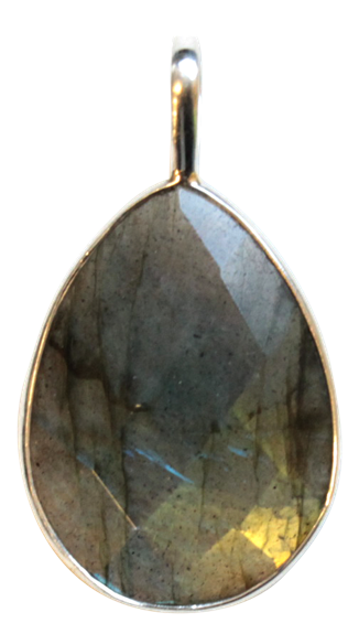 Pendentif Labradorite Forme ovale Pierre facettée sertie