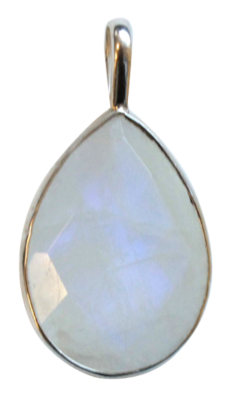 Pendentif Pierre de Lune Forme ovale Pierre facettée sertie