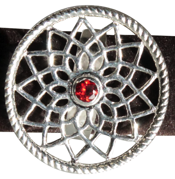 [3660341603932] Bague Mandala 1 pierre - Grenat - T56