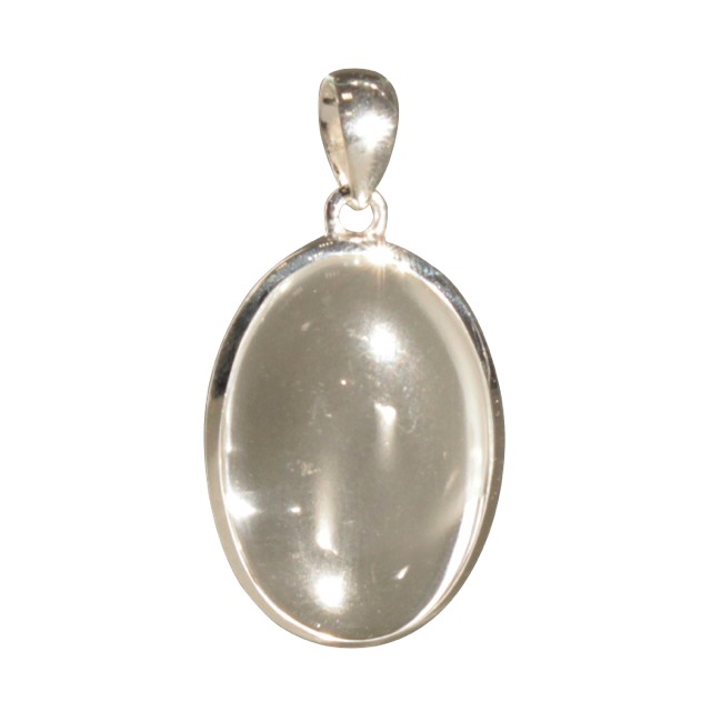 [3660341604038] Pendentif Cristal de Roche Forme ovale Pierre sertie