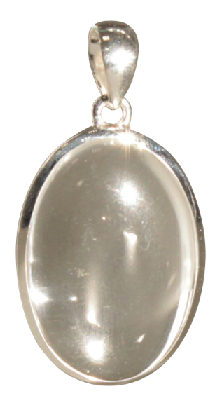 [3660341604038] Pendentif Cristal de Roche Forme ovale Pierre sertie