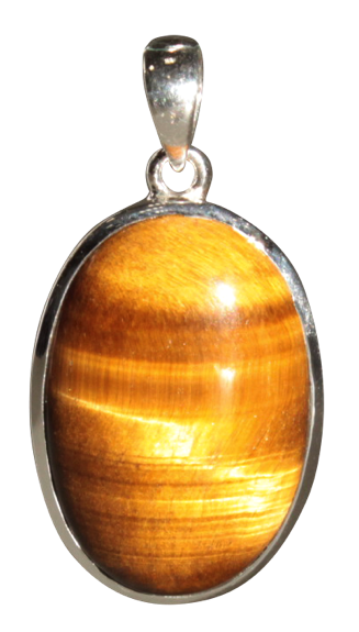 Pendentif Oeil de Tigre Forme ovale Pierre sertie
