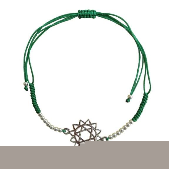 Bracelet cordon ajustable en coton - Chakra Anahata