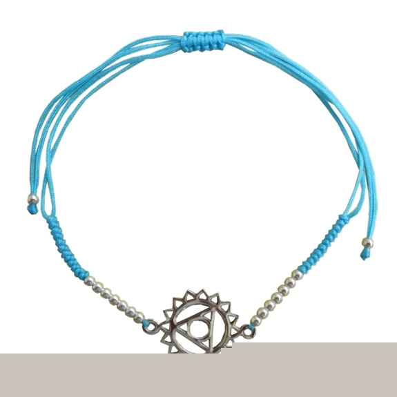 Bracelet cordon ajustable en coton - Chakra Vishuddha