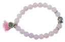 Bracelet Quartz Rose Perles rondes 8 mm Pompon et Lotus