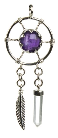 [3660341616604] Pendentif Améthyste Argent 925 Attrape-rêves