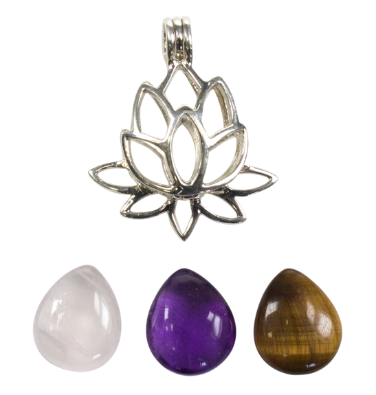 Coffret Collier Fleur de Lotus - 3 Pierres Interchangeables