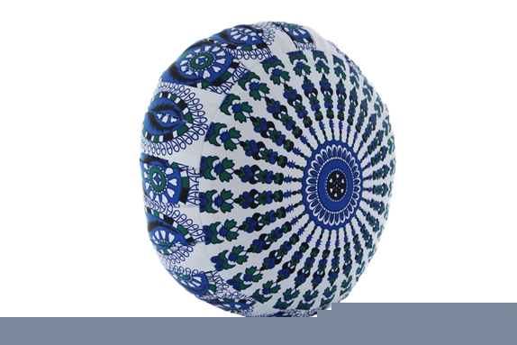 Zafu en Kapok Blanc Imprimé Bleu et Vert