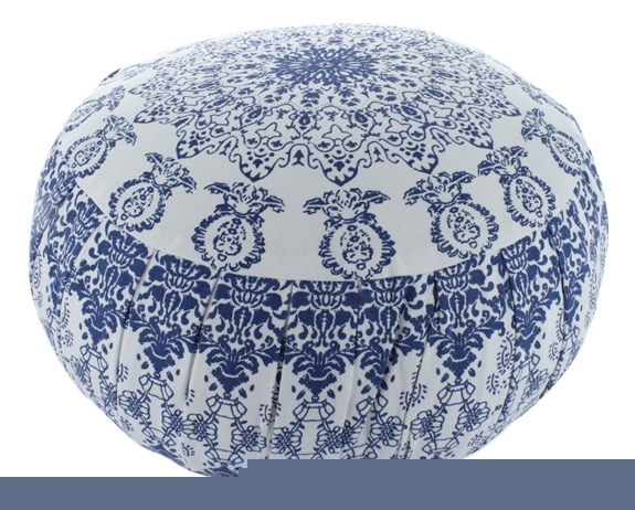 [3660341619155] Zafu en Kapok Blanc Imprimé Bleu