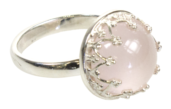 Bague Quartz Rose Argent 925 Ronde T53