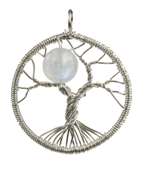 Pendentif Pierre de Lune Argent 925 Arbre de vie