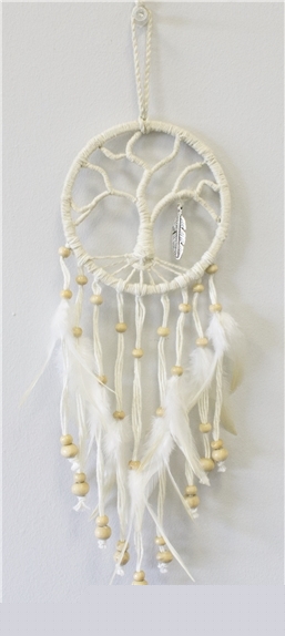 [3660341621653] Attrape-rêves arbre de vie avec plume métal - PM