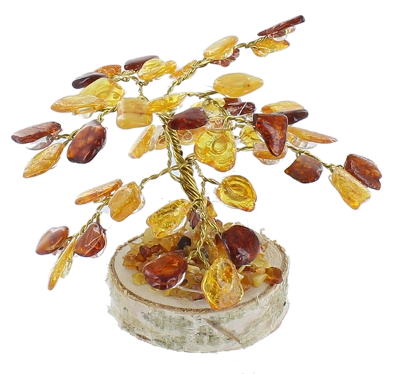 Arbre du Bonheur Ambre mixte 8 cm 45 pierres