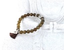 Bracelet Labradorite Perles rondes 8 mm Pompon et Lotus