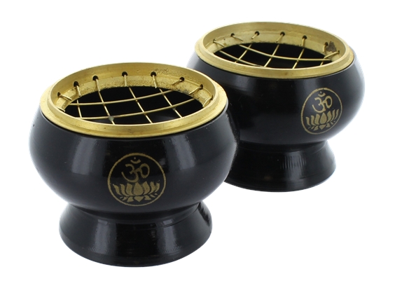 Brûle-encens coloris noir modèle Om