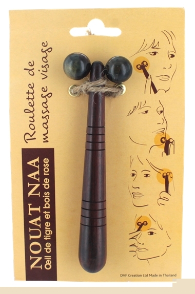 Rouleau de Massage Visage Oeil de Tigre et Bois de Padouk