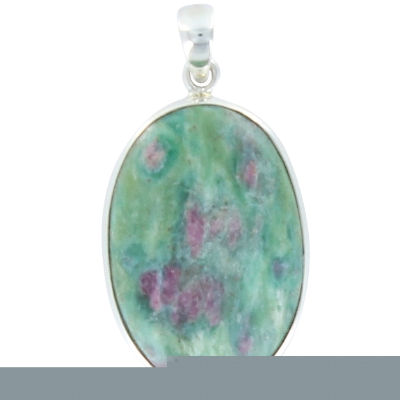 Pendentif avec carte Rubis sur Fuschite Argent - Tranche 3,5 à 4 cm