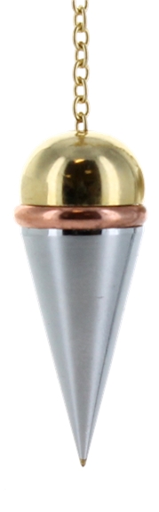 [3660341652084] Pendule Conique Témoin Doré et Argenté avec Anneau Cuivre