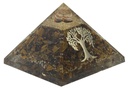 Pyramide Orgonite Oeil de Tigre avec Symbole Arbre de Vie