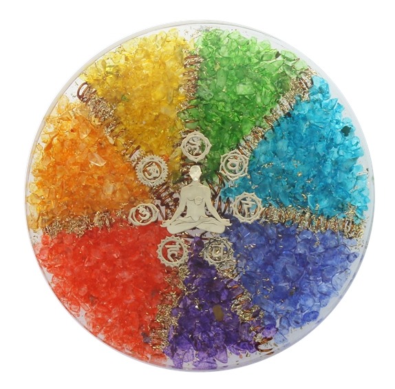 [3660341652657] Sous verre Orgonite 7 Chakras avec symbole Méditation