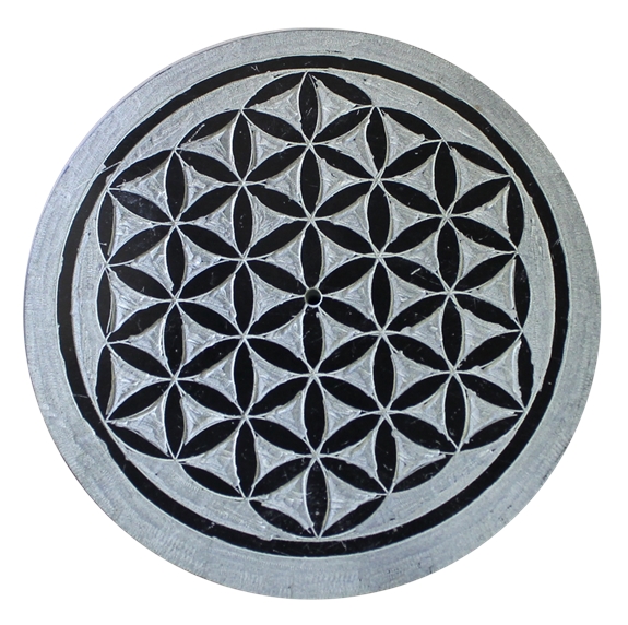 Porte Encens Pierre Gravé Fleur de Vie