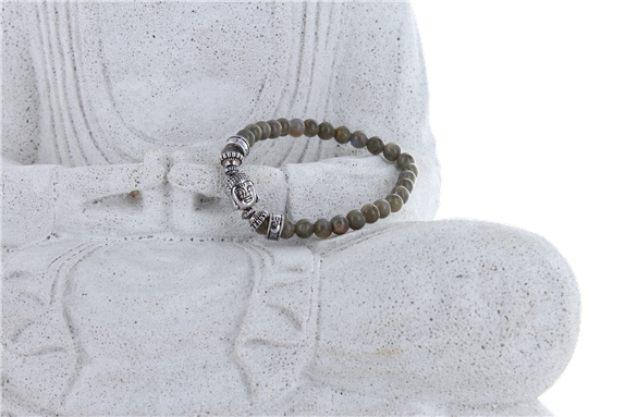 Bracelet Labradorite Perles rondes 6 mm et Perle Bouddha