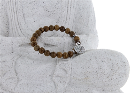 Bracelet Bois et Charms Arbre de Vie en Alliage de Zinc