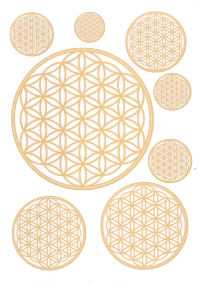 Autocollant Fleur de Vie - Doré - Planche de 8 stickers