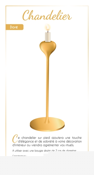 Chandelier Métal sur Pied -  Doré Brillant