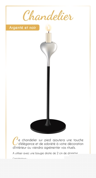 Chandelier Métal sur Pied  -  Argenté Brillant et Noir Mat