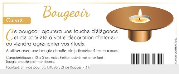 Bougeoir Métal -  Cuivré Rose Brillant et Mat