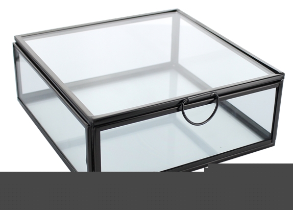 Boîte en verre et métal Carrée 1 compartiment Noire