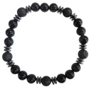 Bracelet H Onyx noir, Pierre de lave Perles rondes 8 mm