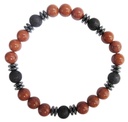 Bracelet H Jaspe Rouge et Pierre de lave Perles rondes 8 mm